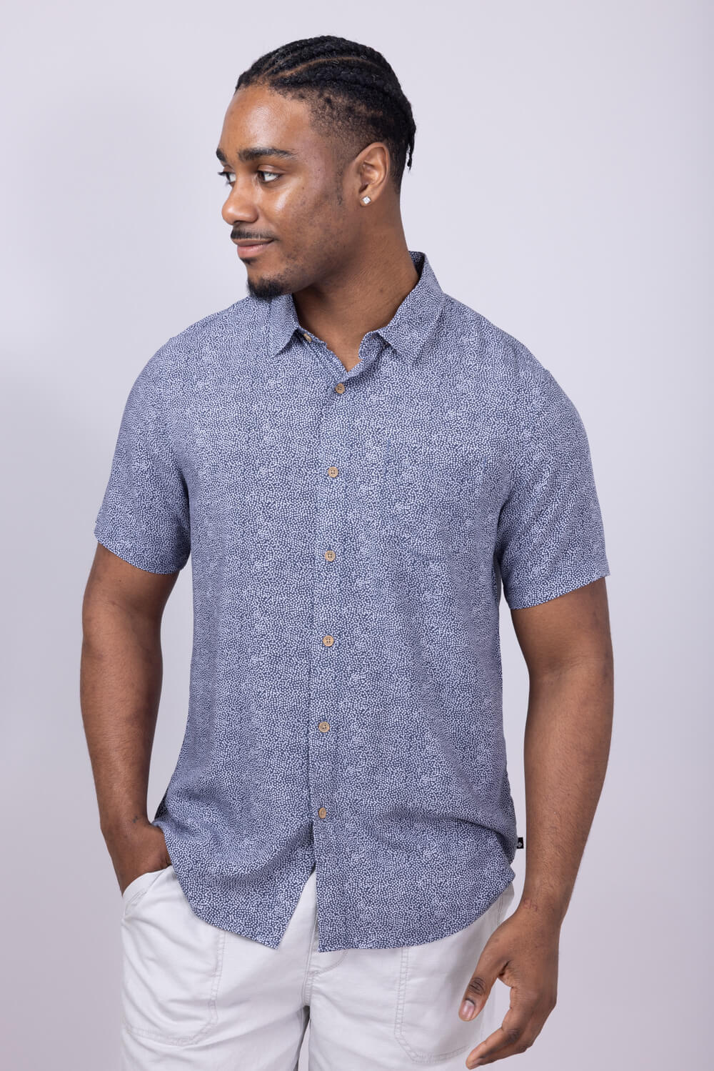 Union Venice Printed Rayon Button Up Shirt for Men in Navy | H13189U-TRUENAVY - Image 4