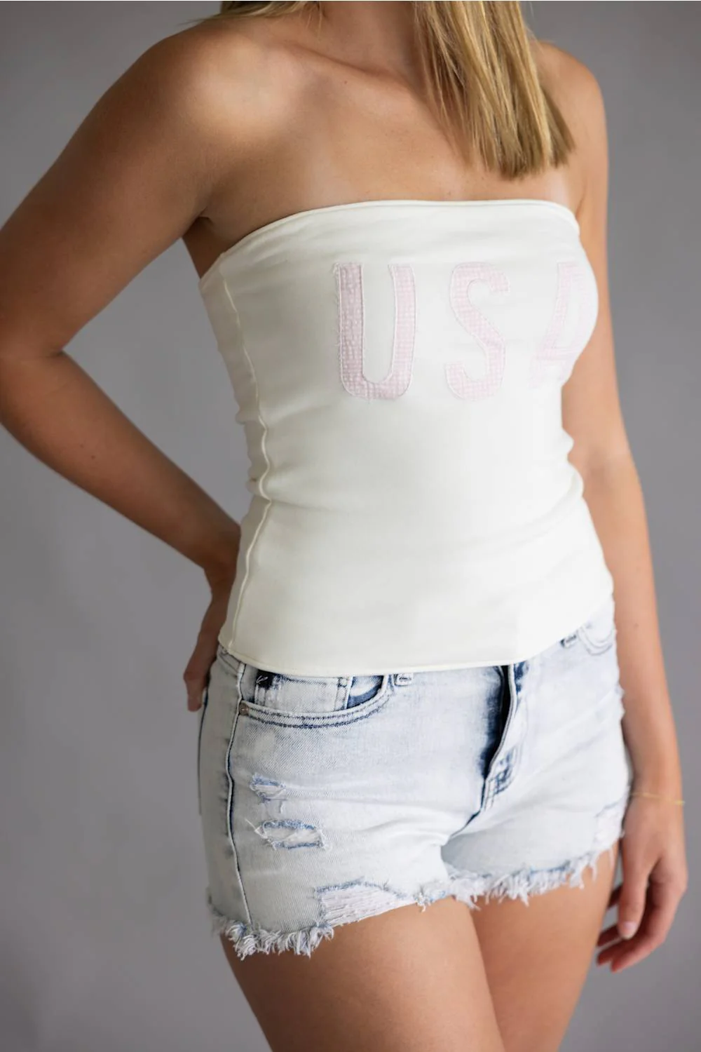 USA Double Layer Tube Top for Women in White | PT7109-3-WHITE - Image 4