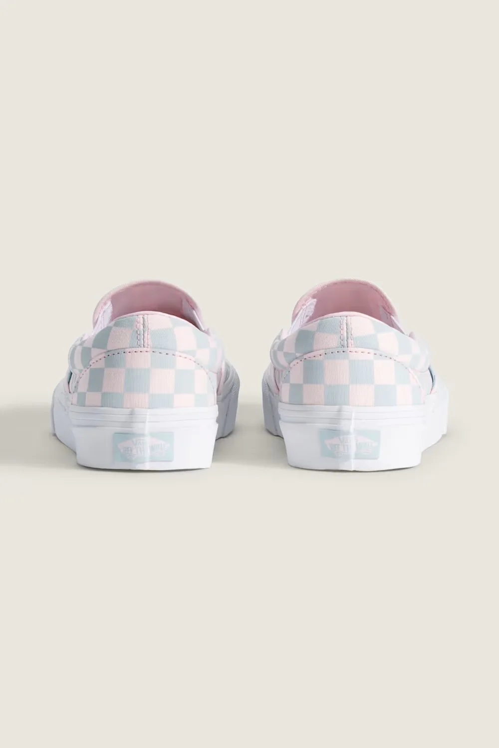 Vans Classic Slip-On Checkboard Shoes for Women in Pastel Pink/Dawn Mist | VN000D6YGG9 - Image 4
