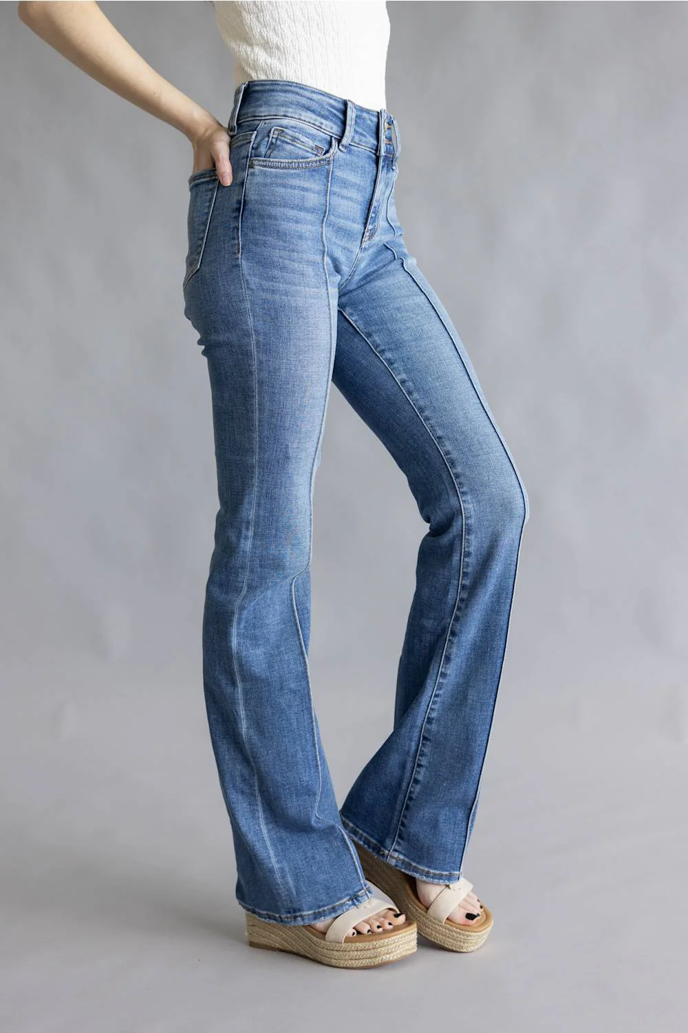 Vervet High Rise Center Seam Bootcut Jeans for Women | T7460 - Image 3