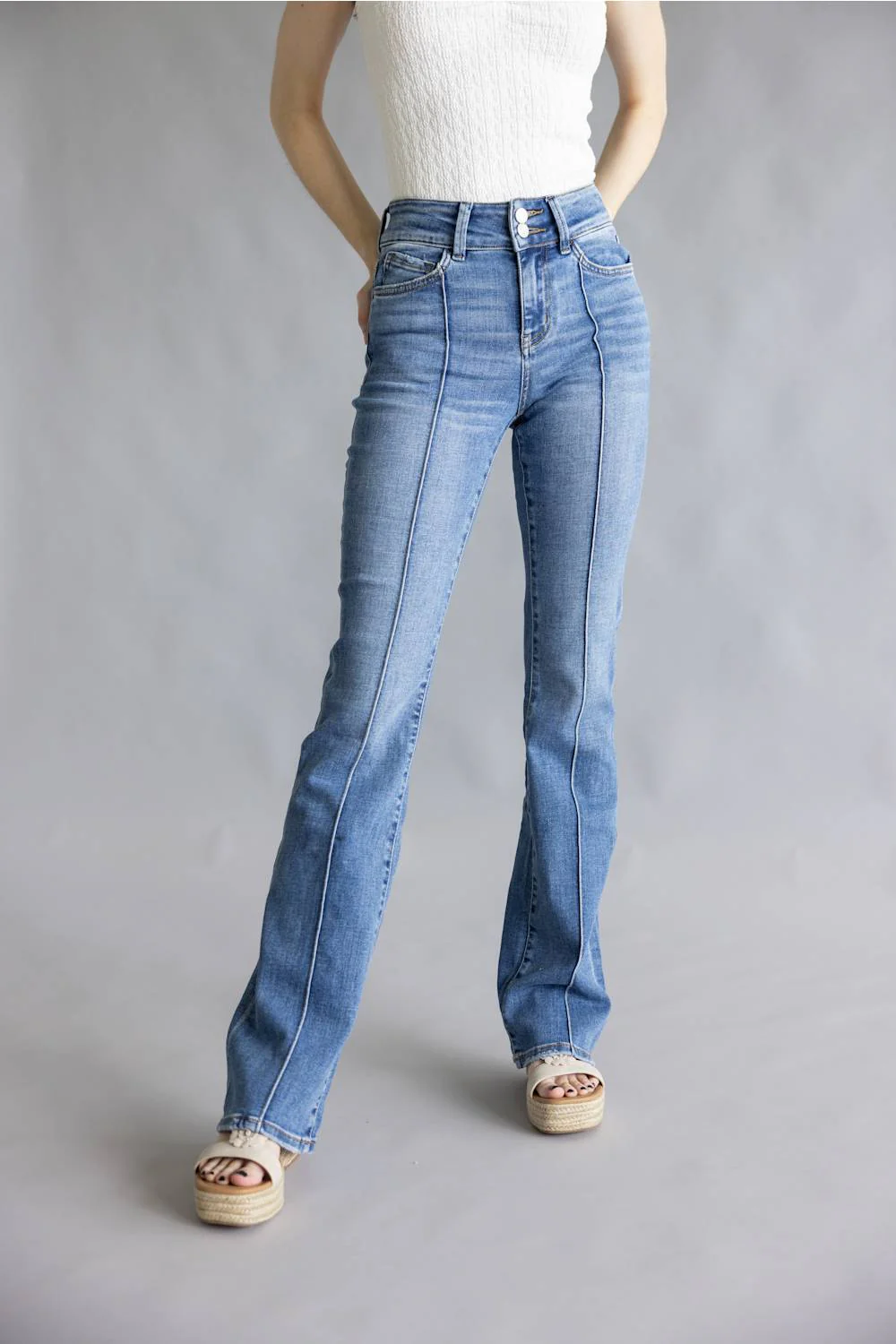Vervet High Rise Center Seam Bootcut Jeans for Women | T7460 - Image 5