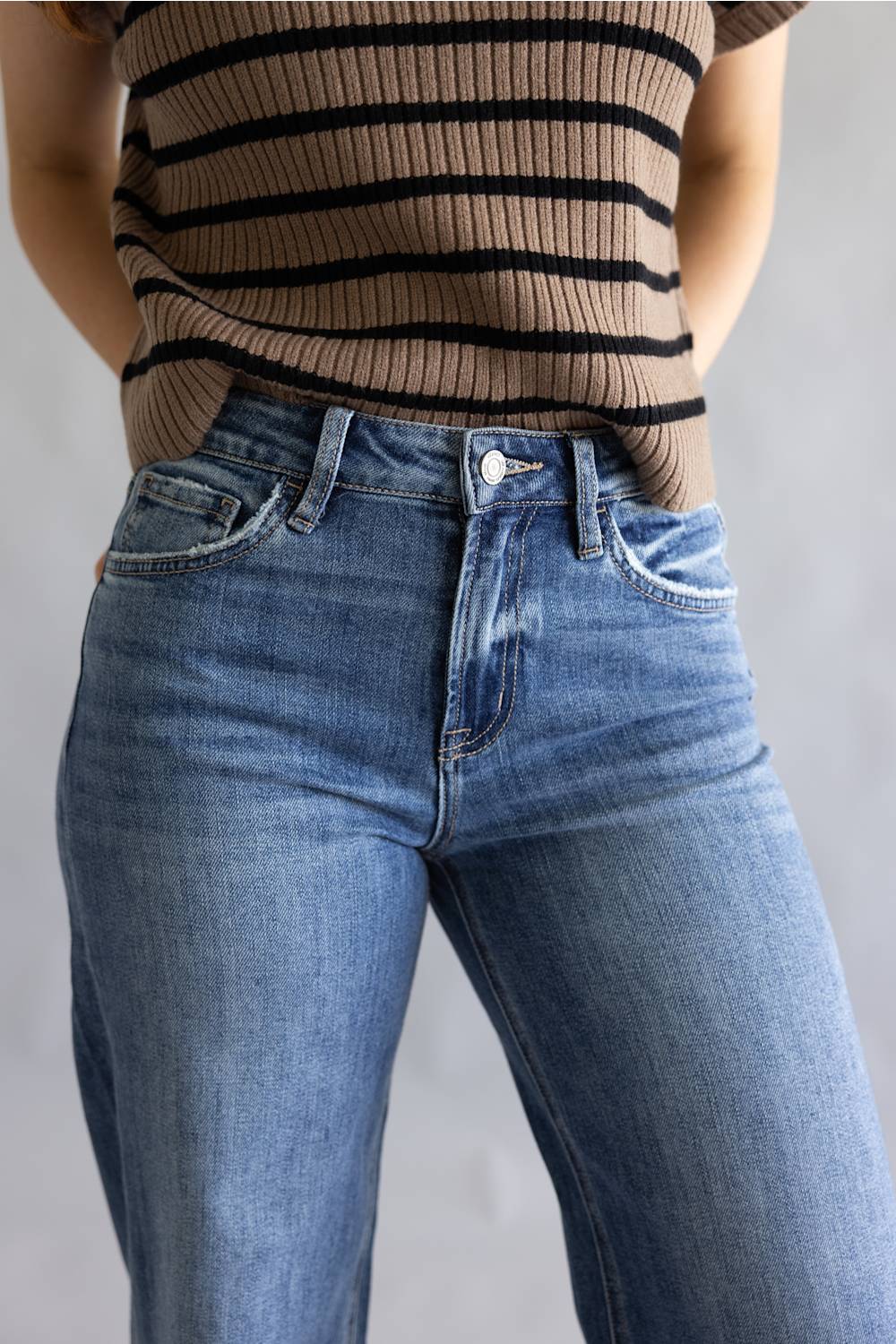 Vervet High Rise Distressed Wide Leg Jeans for Women | T7076 - Image 3