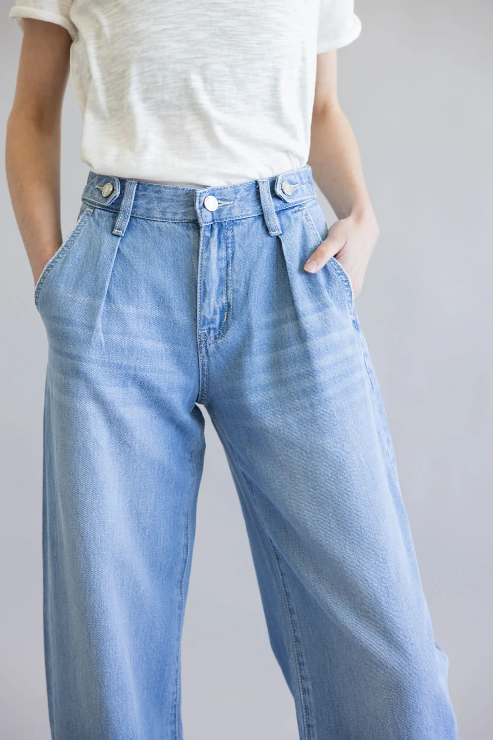 Vervet High Rise Pleated Barrel Jeans for Women | V3617 - Image 2
