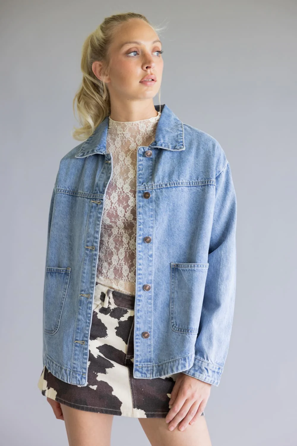 Vintage Denim Jacket for Women | RJK-9962-BLUEWASH