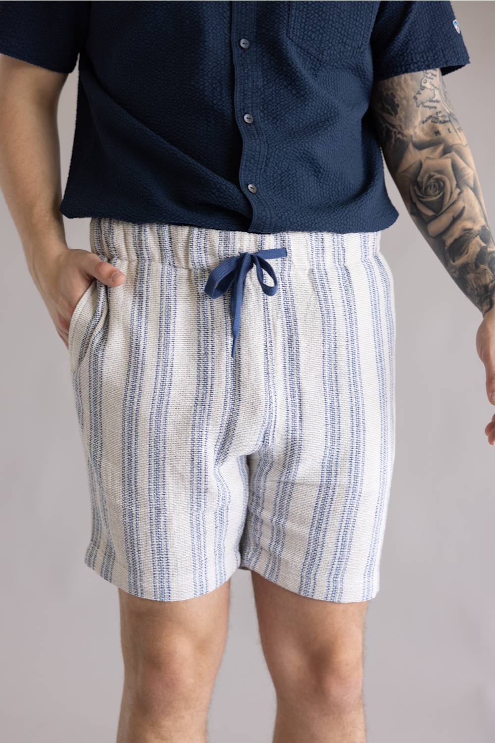 Vintage Summer Basketweave Shorts for Men in Sand | V85904 SAND STRIPE