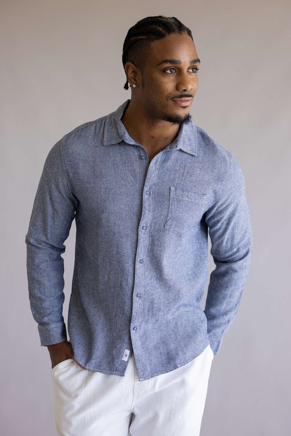 Vintage Summer Linen Button Up Shirt for Men