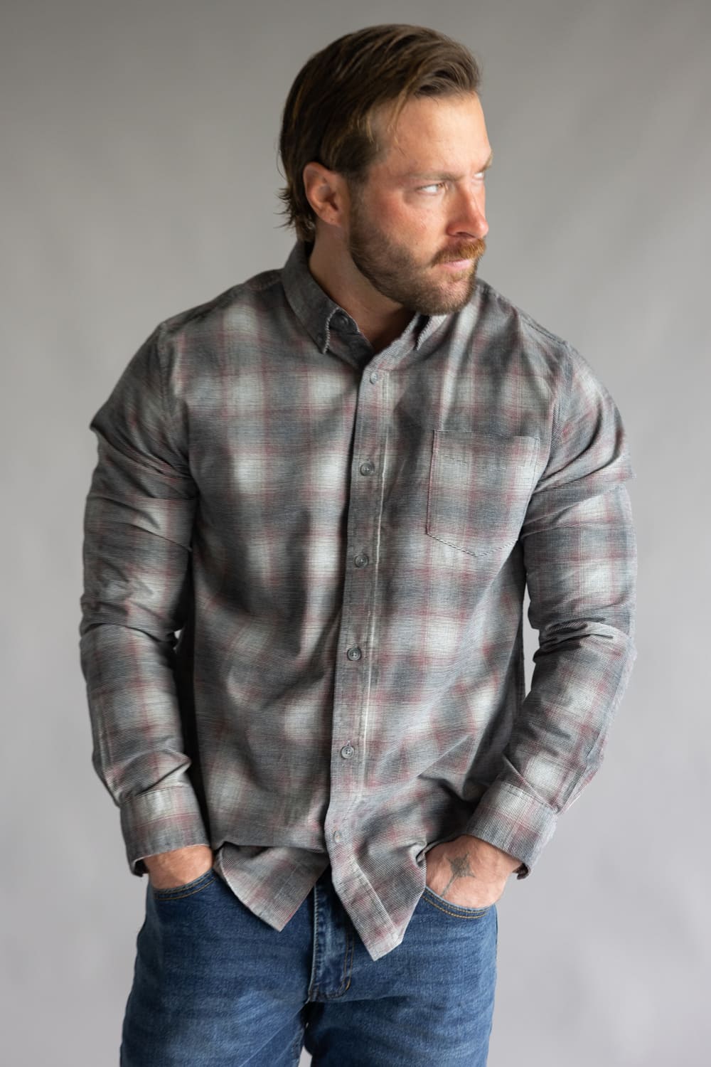 Weatherproof Vintage Corded Plaid Shirt for Men