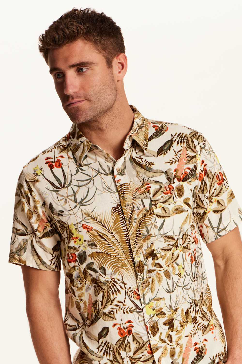 Weatherproof Vintage Camp Collar Printed Shirt for Men in Wheat | S2684586GK-WHEAT