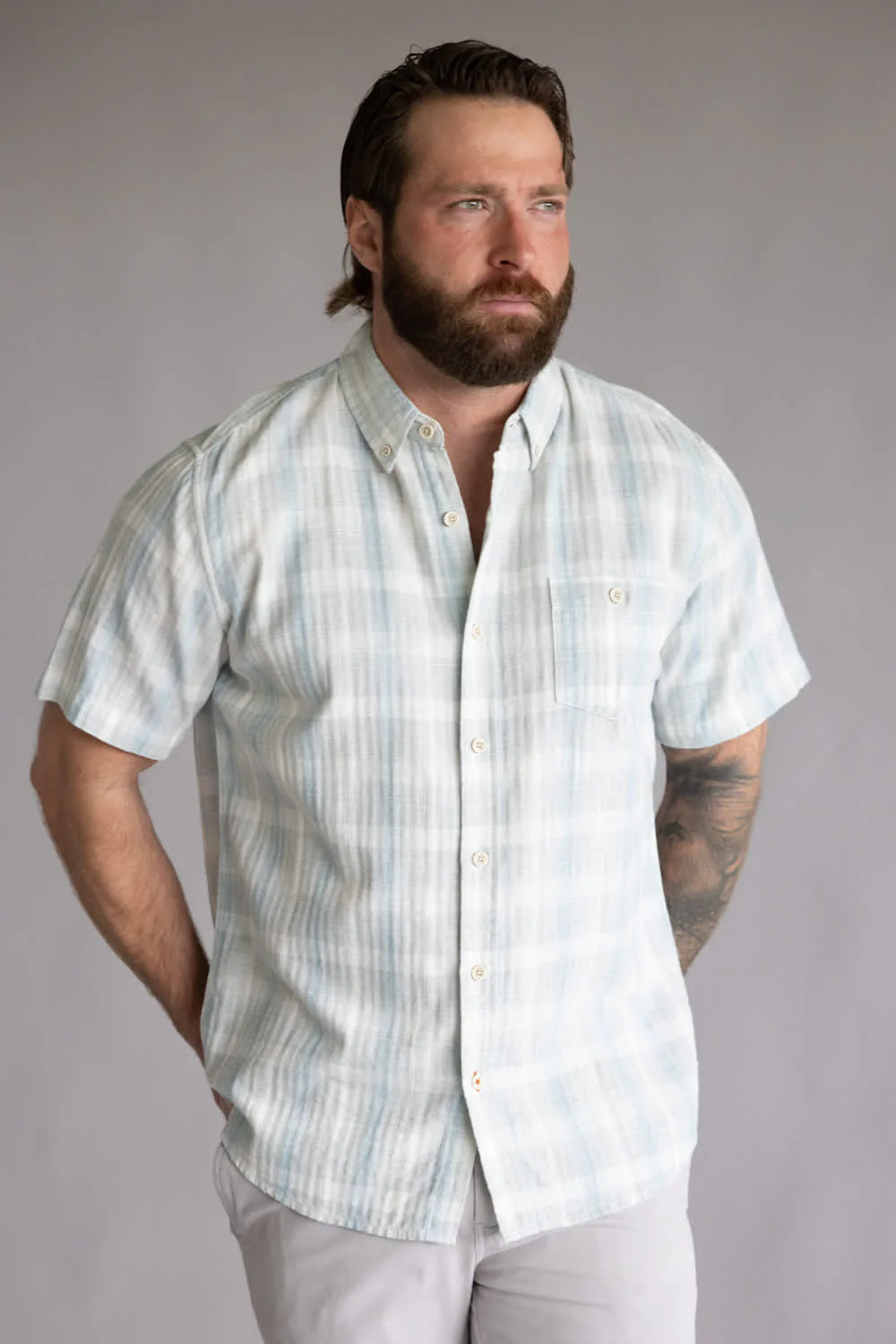 Weatherproof Vintage Cotton Linen Button Down Shirt for Men in Belgian Block | S2684493GK-BELGIANBLOCK