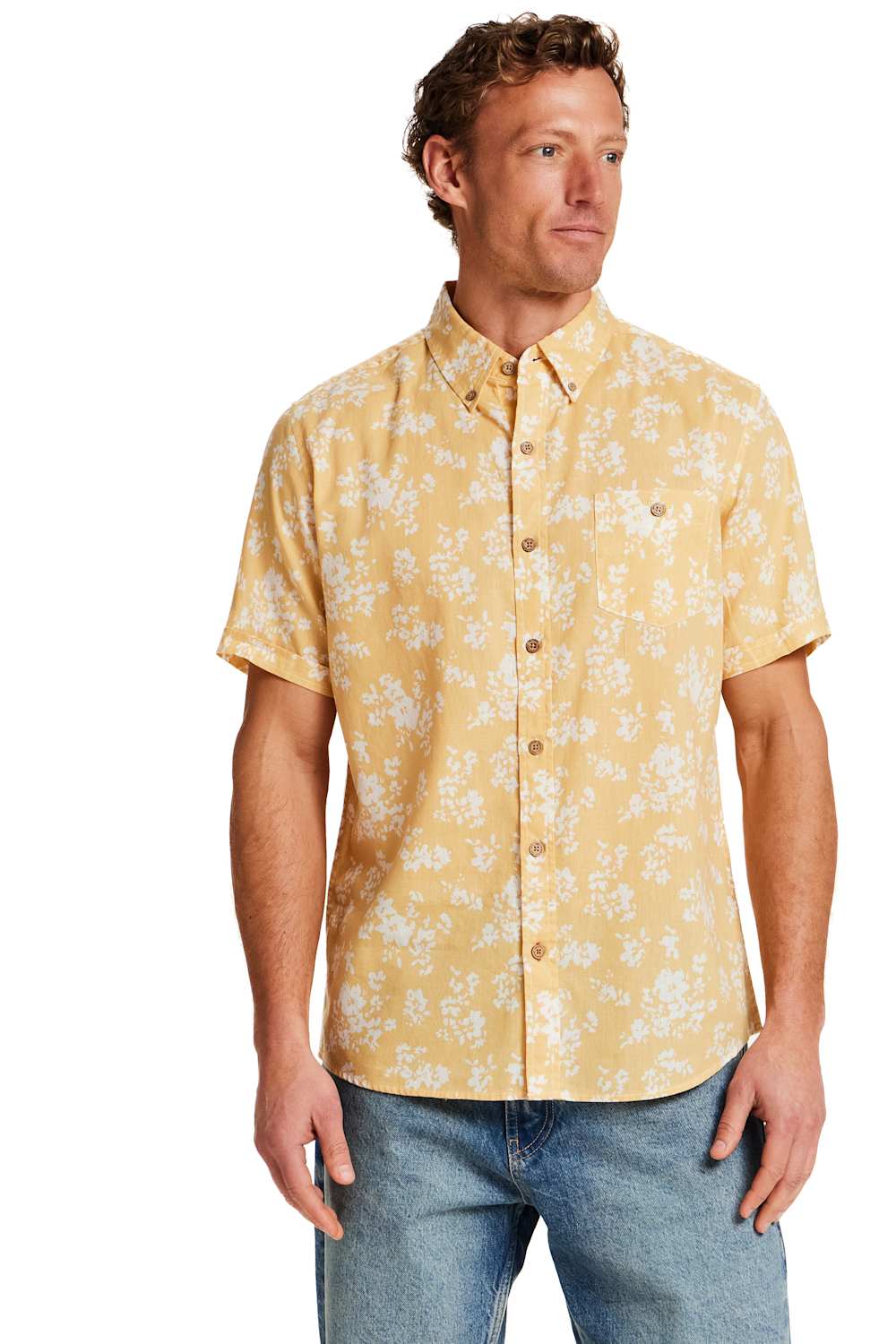 Weatherproof Vintage Cotton Linen Pattern Button Down Shirt for Men in Misted Yellow | S2684299GK-MISTEDYELLOW