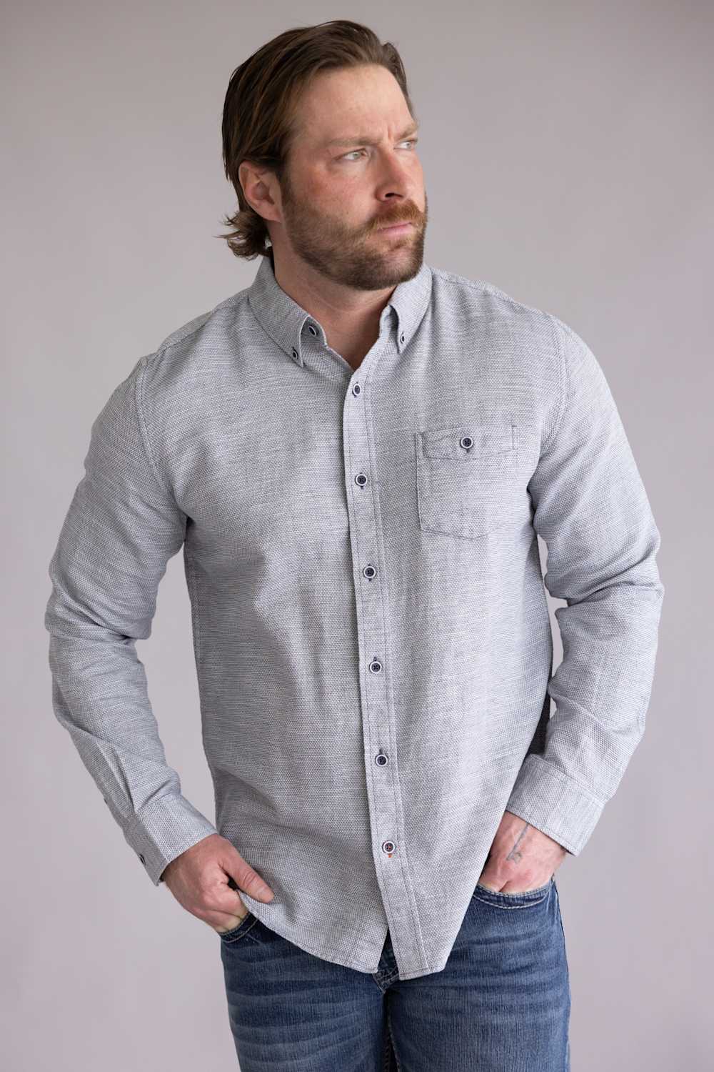 Weatherproof Vintage Cotton Pebble Button Up Shirt for Men in Maritime Blue | S2685983GK-MARITIMEBLUE