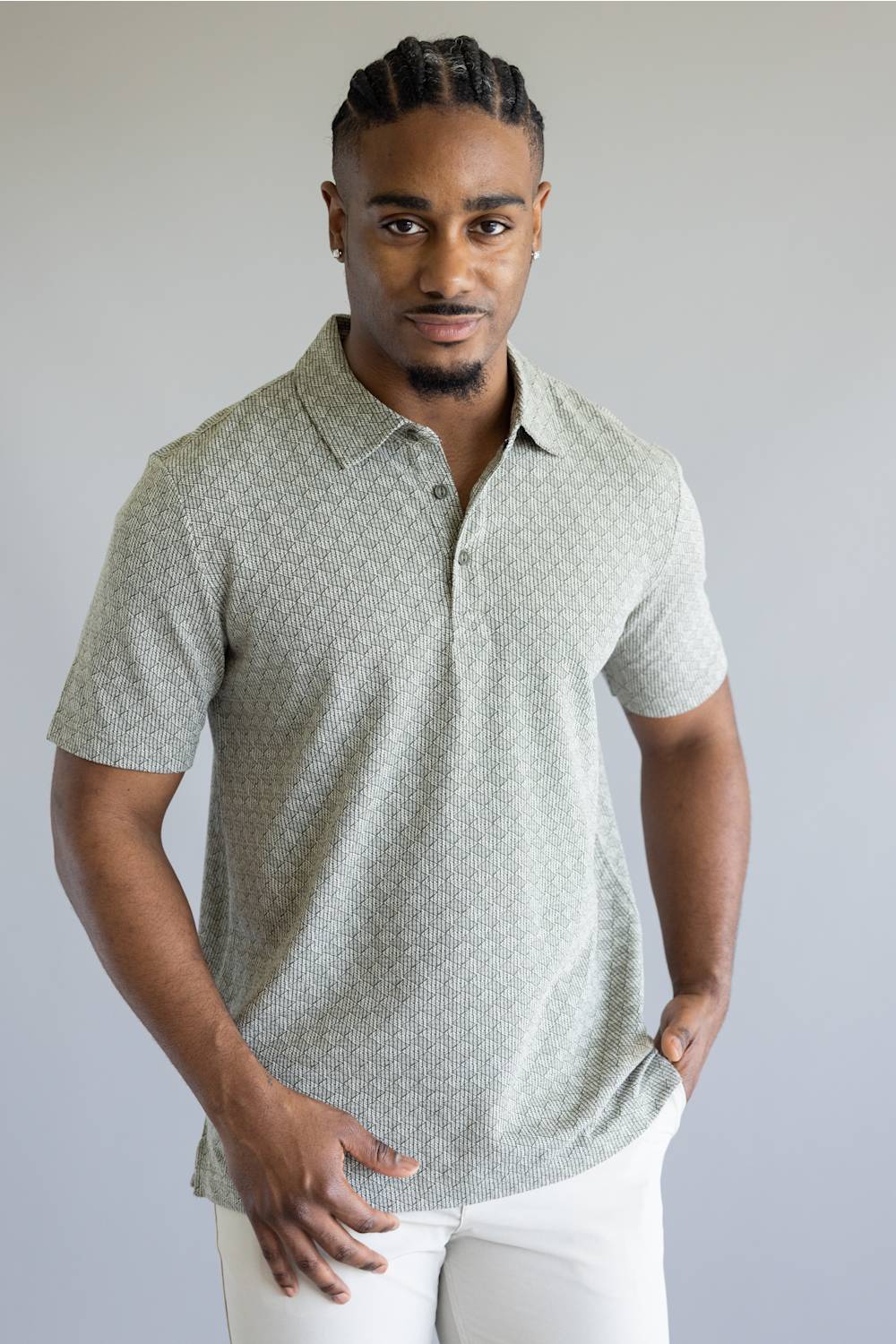 Weatherproof Vintage Diamond Jacquard Polo Shirt for Men in Olive | S2622095GK-OLIVE