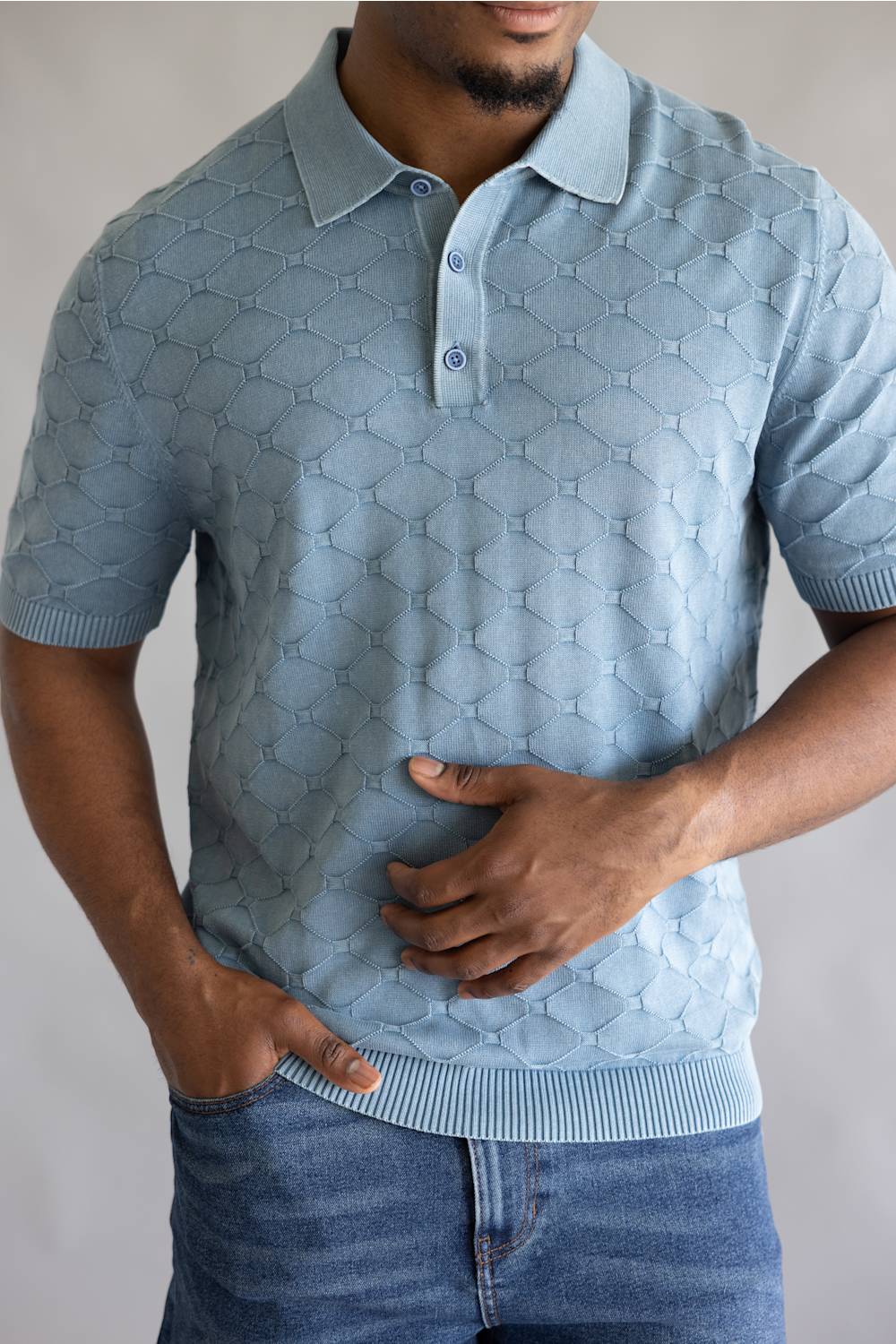 Weatherproof Vintage Diamond Polo Sweater for Men in Infinity Blue | S2640654GK-INFINITYBLUE - Image 2