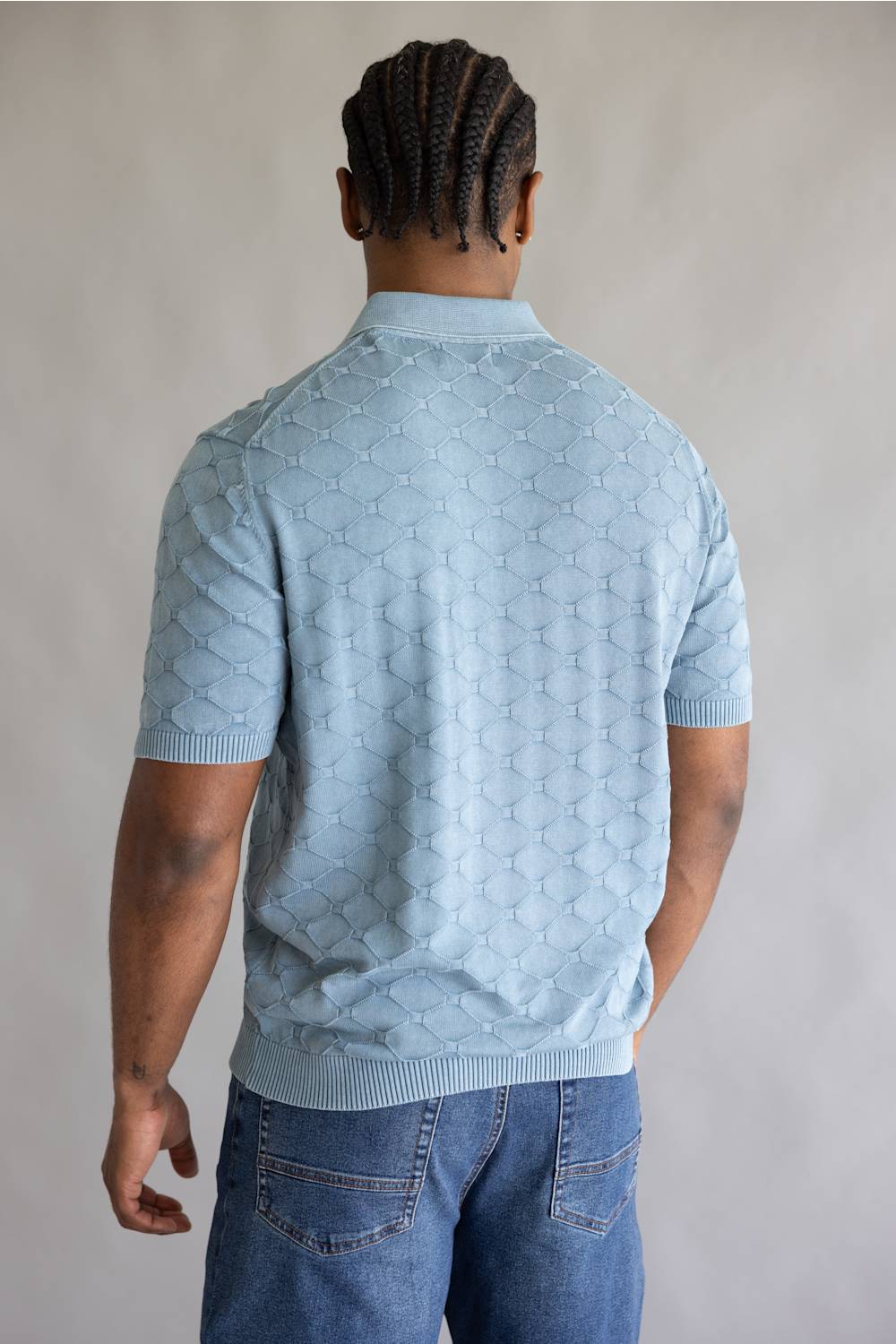 Weatherproof Vintage Diamond Polo Sweater for Men in Infinity Blue | S2640654GK-INFINITYBLUE - Image 3