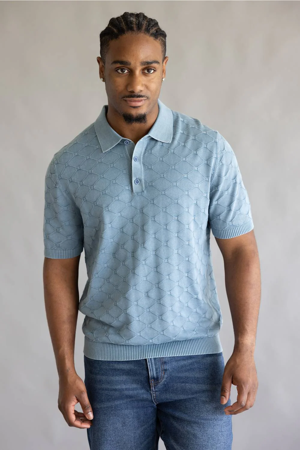 Weatherproof Vintage Diamond Polo Sweater for Men in Infinity Blue | S2640654GK-INFINITYBLUE - Image 4