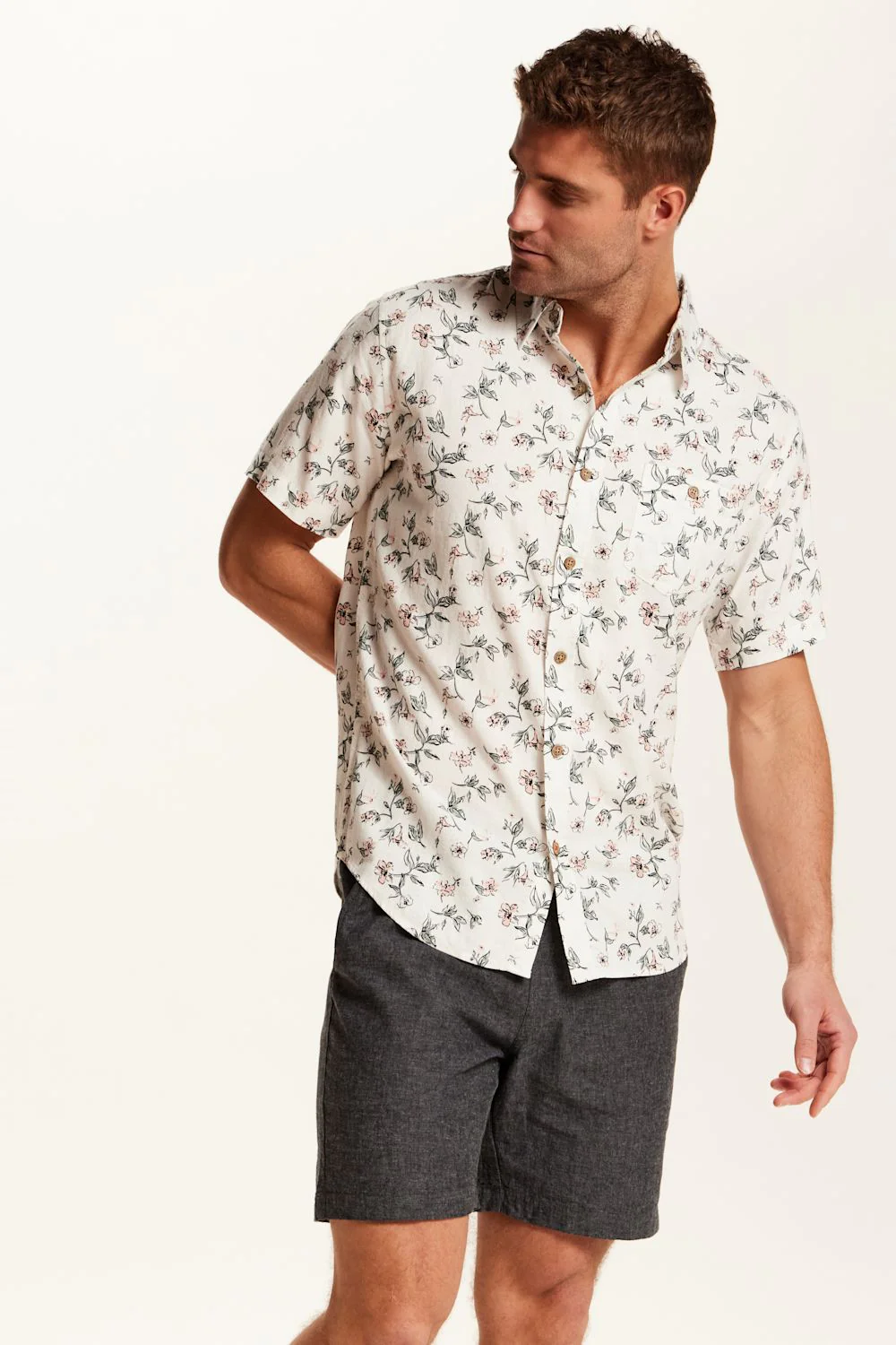 Weatherproof Vintage Linen Rayon Printed Shirt for Men in Cloud Pink | S2684669GK-CLOUDPINK