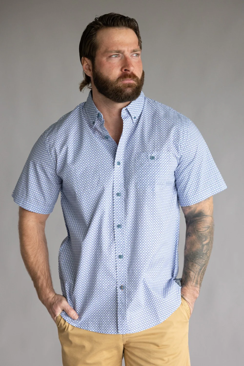 Weatherproof Vintage Poplin Print Button Up Shirt for Men - Image 3