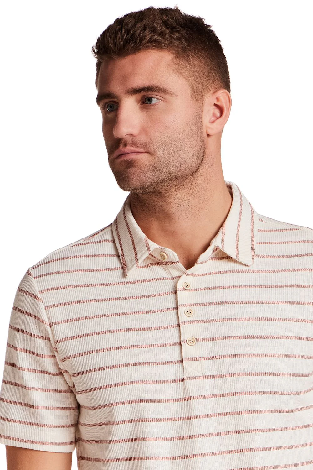 Weatherproof Vintage Terry Striped Polo for Men in Crimson | S2631843GK-CRIMSON