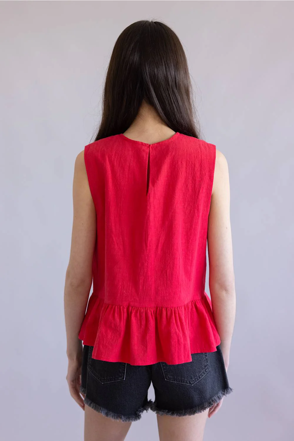 Wishlist Bow Sleeveless Peplum Top for Women in Red | WL25-10680-RED - Image 5