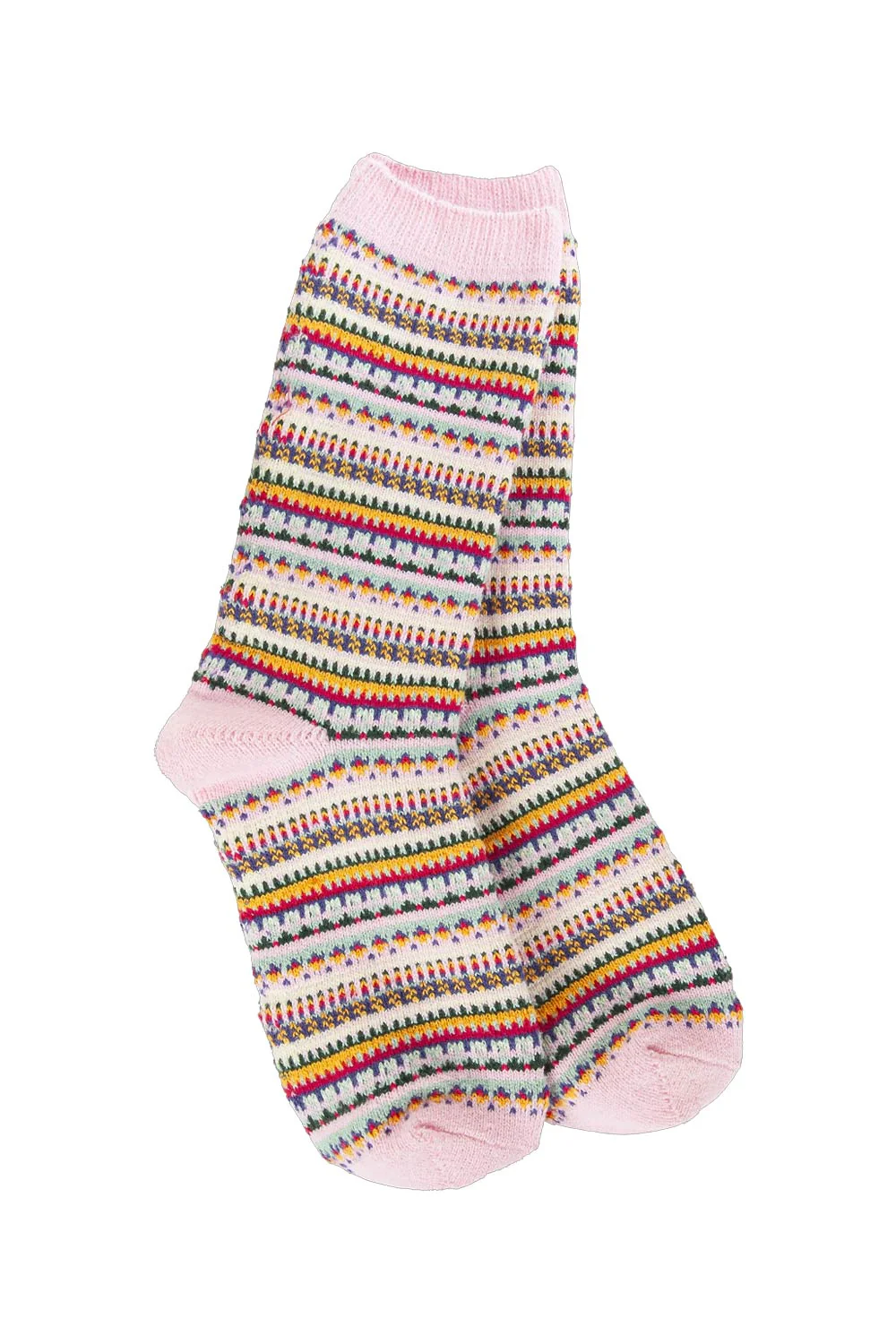 Worlds Softest Boho Stripe Crew Socks for Women in Pink | 76414