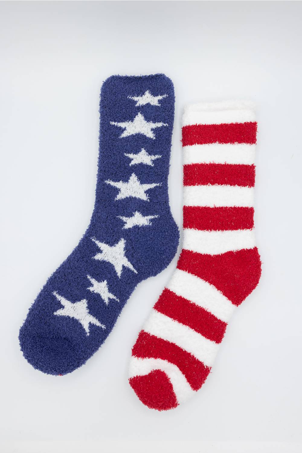 Worlds Softest Fireside Americana Crew Socks for Women in Navy/Red | 77053