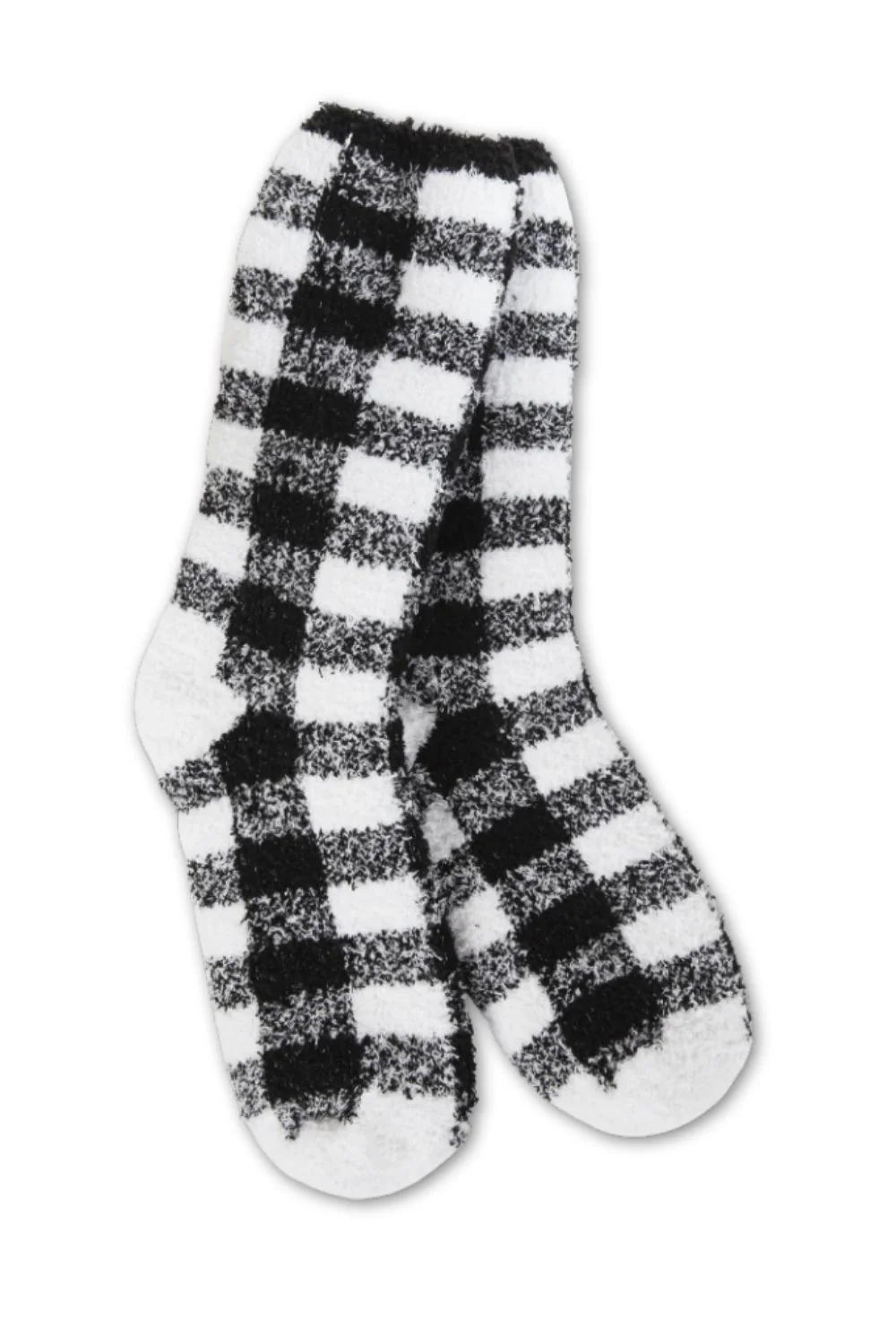 Worlds Softest Fireside Plaid Socks for Women in Black/White | 76446