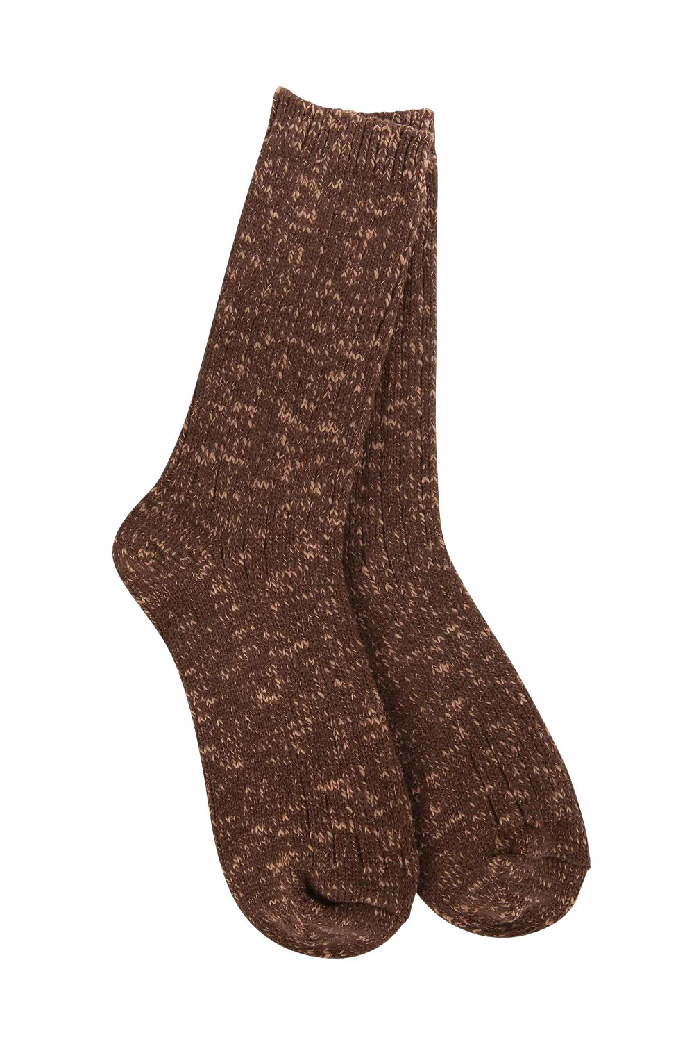 Worlds Softest Weekend Cotton Slub Marled Crew Socks for Women in Coffee | 76385