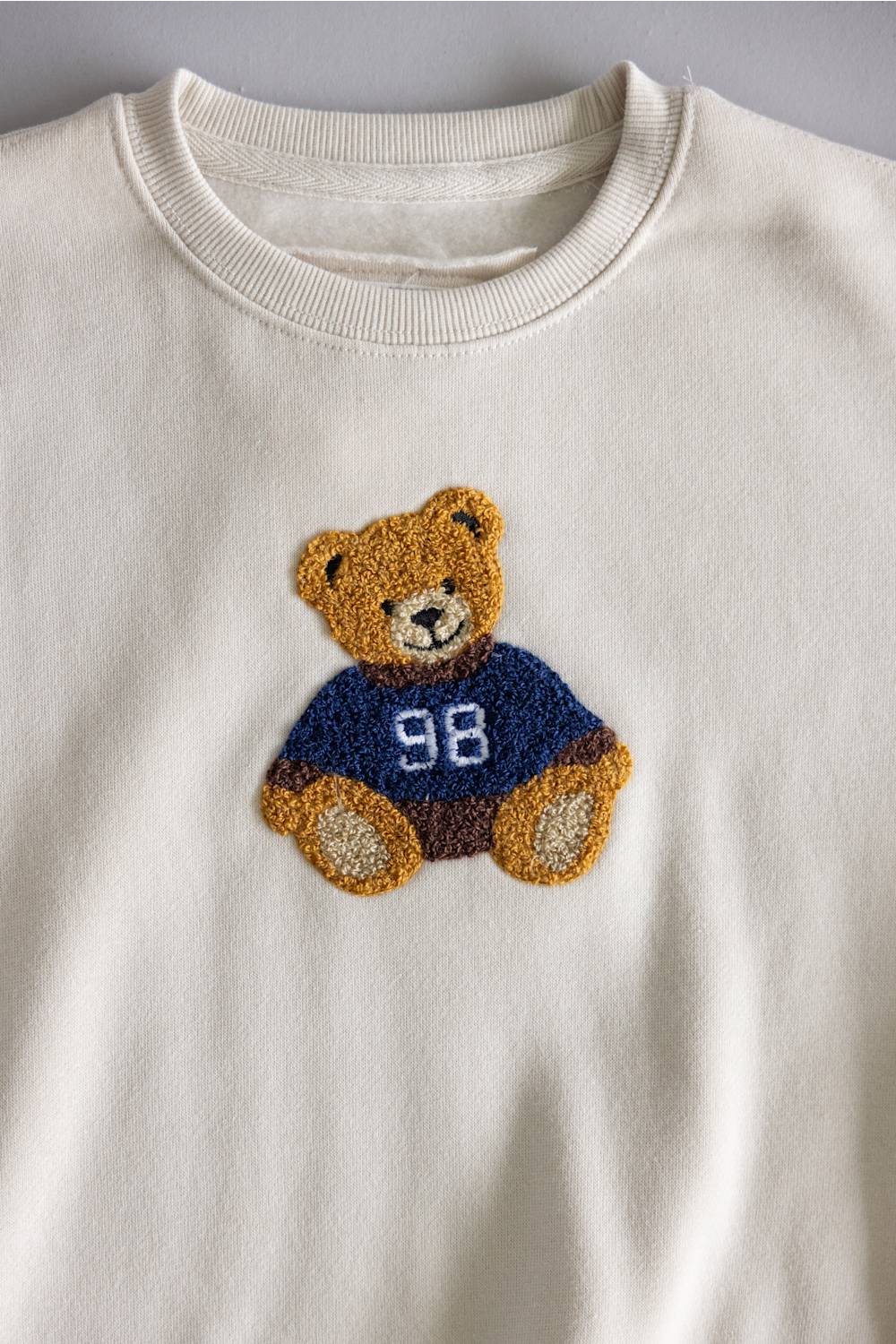 Youth Teddy Bear Crewneck for Girls in Beige | K30797-BEIGE - Image 2